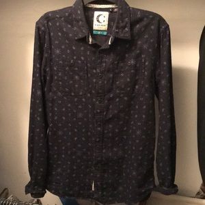 Men’s Blue Paisley button down shirt